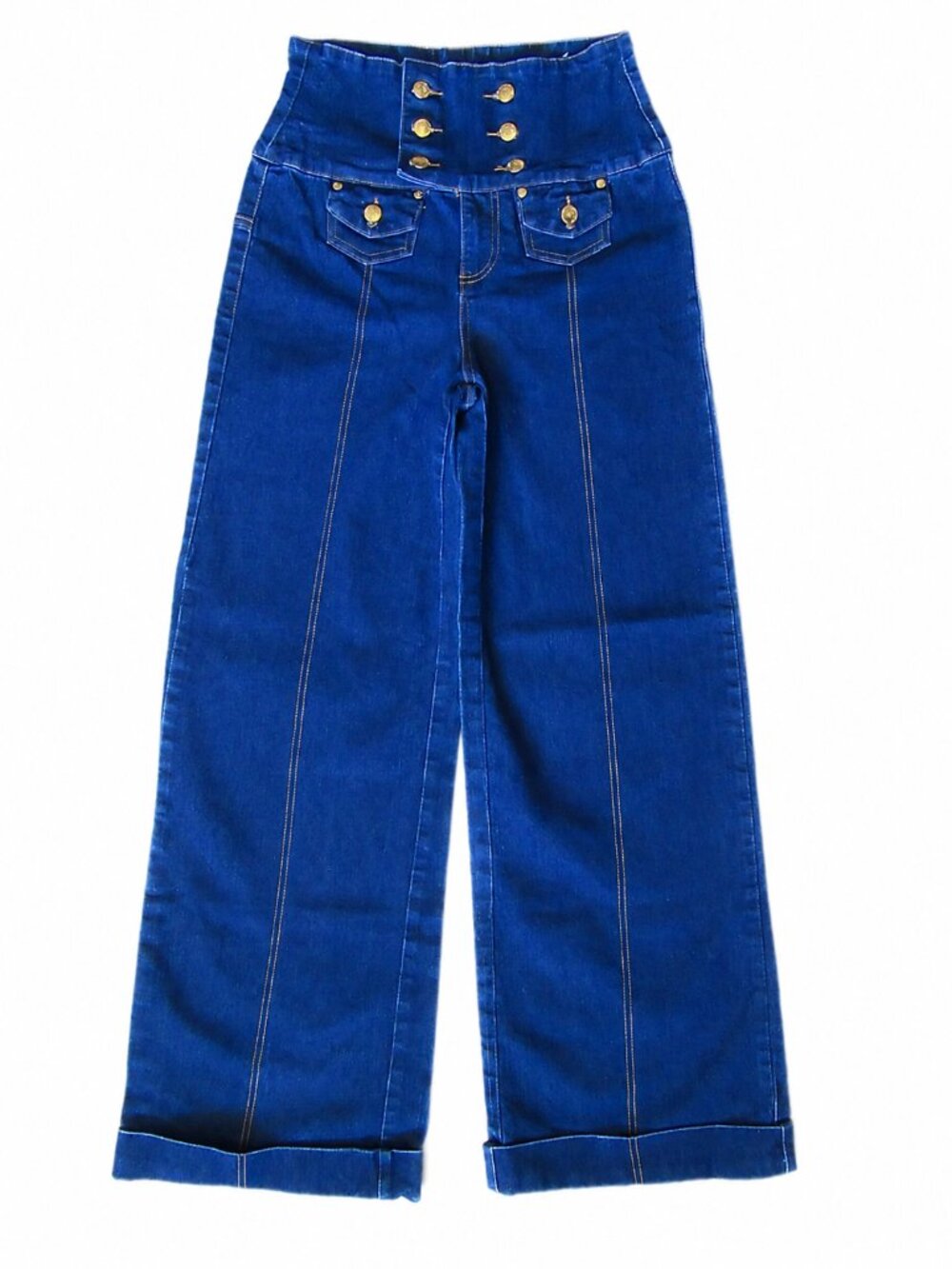 1955 Vintage High Waist Six Button Wide Leg Jeans | 5
